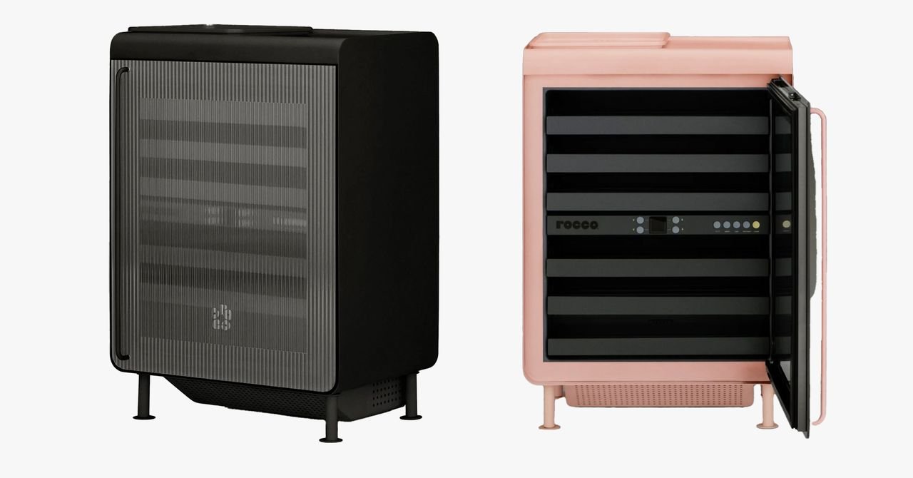 Rocco Super Smart Fridge black pink Offwhite Background SOURCE Rocco