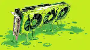 nuneybits Vector art of melting GPUs image in lime green 0fe12726 8bf9 4abe baed 911e9574724f.webp