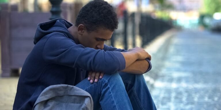 sad lonely teen boy