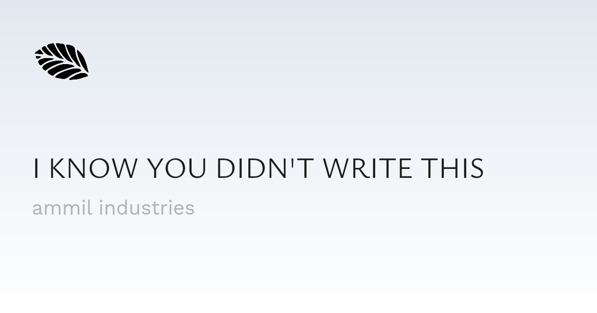 i know you didnt write this