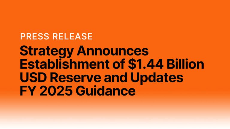 strategy announces establishment of 1 44 billion usd reserve and updates fy 2025 guidance 12 01 2025
