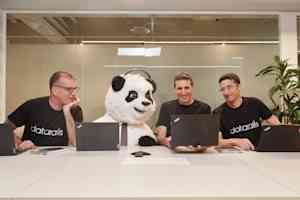 Left to right Oded Har Tal Co Founder CTO Datarails mascot Bob Sheetner Didi Gurfinkel Co F