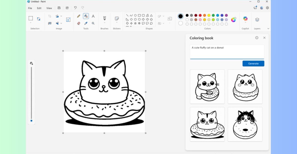 Microsoft Paint Coloring book feature
