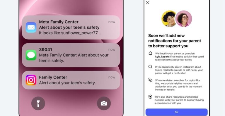 Instagram parent alerts teen self harm