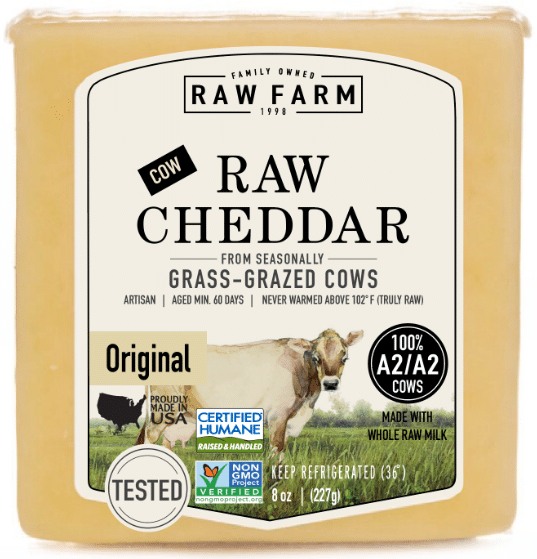 RAW FARM Raw Cheddar Cheese Label