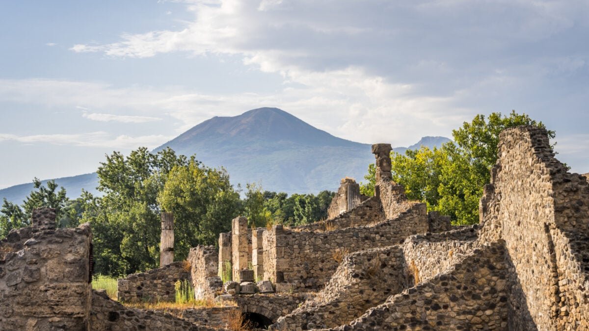 View of Mount Vesuvius from Pompeii credit J. Eber courtesy of the Ministero della Cultura – Parco A