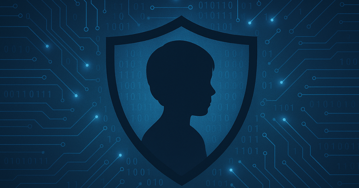 child silhouette in tech shield thumb