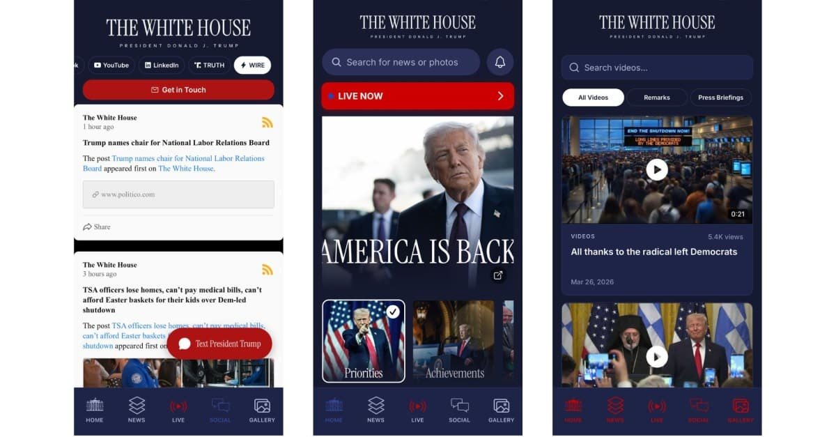white house app screenshots