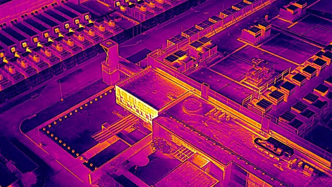 Drone thermal image of Garland data center