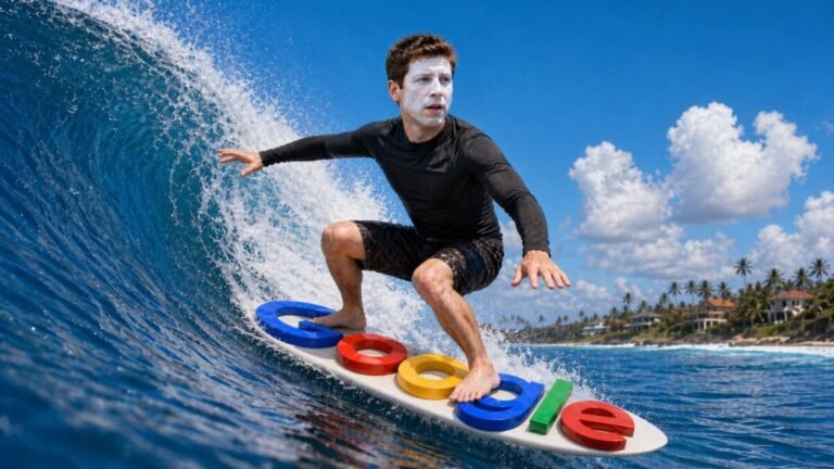 SamAltman surfing like zuck AI generated 1200x675