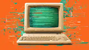 nuneybits Vector art of a retro CRT computer image in burnt ora f8676585 ba7c 4170 bb90 6ad2e8a2668e