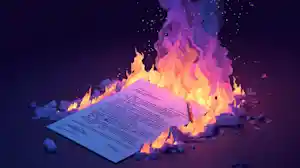 nuneybits Vector art of burning contract 85754b2d d02d 451f 9cd4 db57975ec2dc.webp