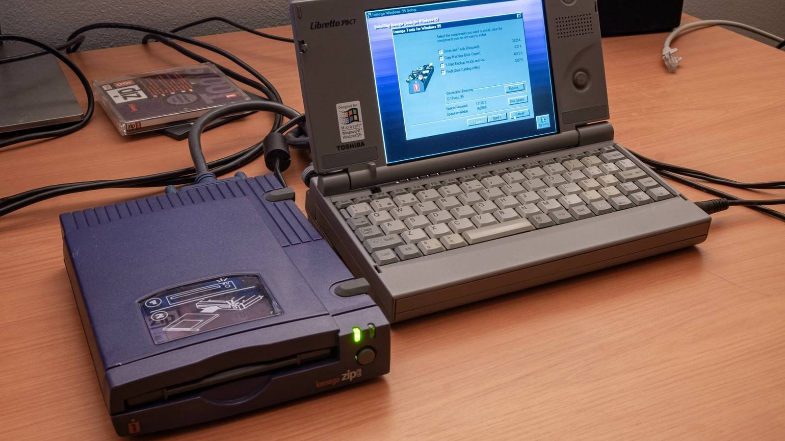 zip drive and laptop
