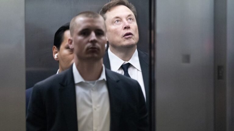 Elon Musk arrives to court at the Ronald V. Dellums Federal Building on April 30 2026 in Oakland Cal