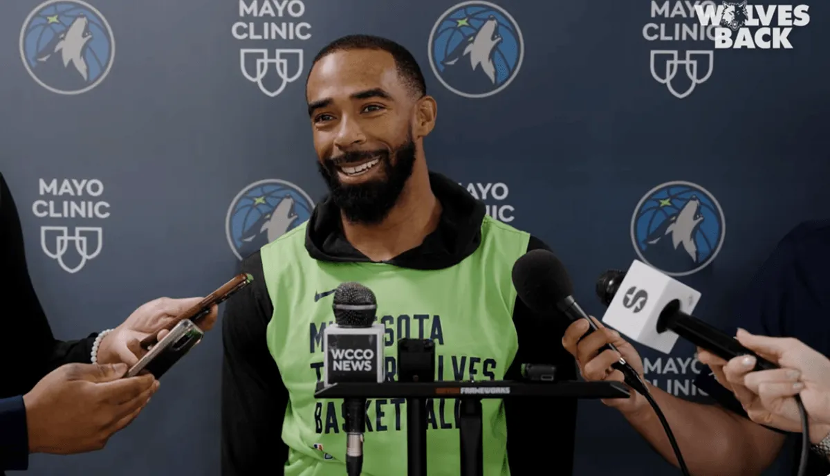 Screenshot of Mike Conley speaking with the media following a playoff game 1.webp