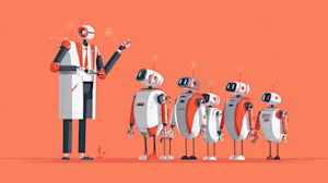 crimedy7 illustration of a supervisor robot evaluating other 35a35697 0dc1 4a73 acea a033e99f2fac 2