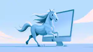 Nuneybits Vector art of cheerful horse trotting across computer f02e9dc0 d6b4 4a8c b0f8 de134058b9c8