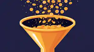Nuneybits Vector art of golden tokens flooding funnel d3ce7ef3 0d50 4835 b3dd de3ccfa6900e.webp