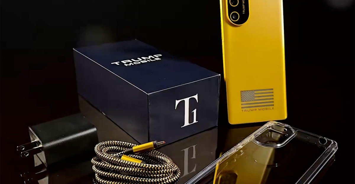 trump mobile t1 phone video packing flag stripes