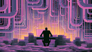 u7277289442 Vector art of an AI agent sitting at a desk. The 9330606f 5ac0 4911 a5f1 680f3f3f2d11 0